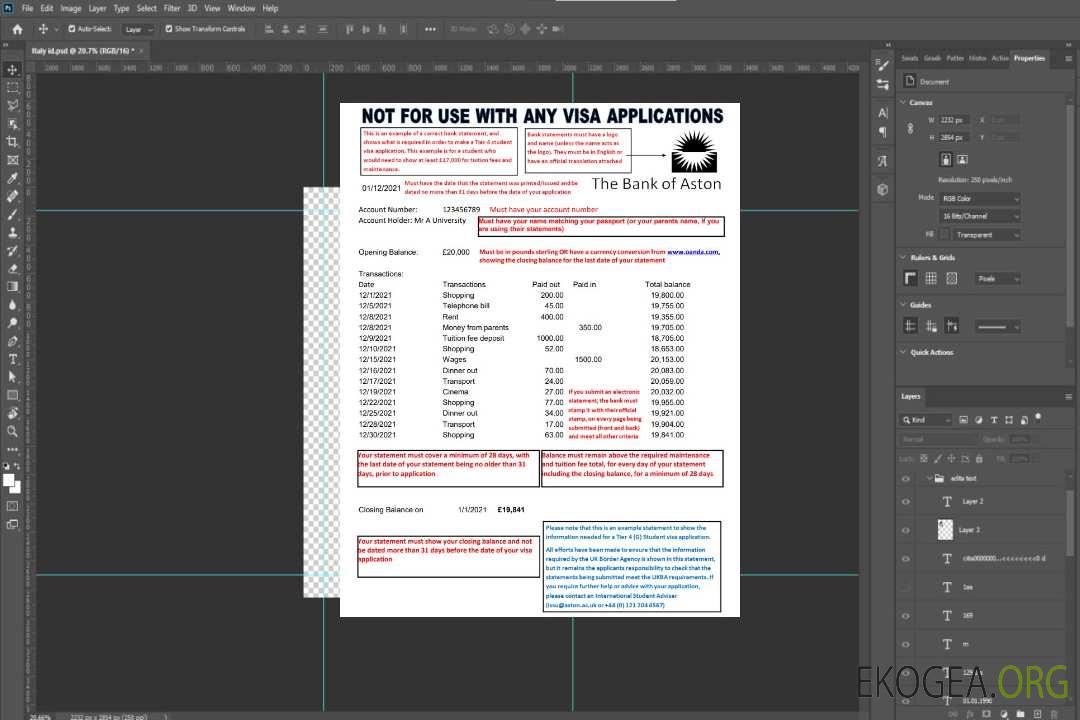 Royaume-Uni Modèle de relevé bancaire de la Bank of Aston au format Excel et PDF template